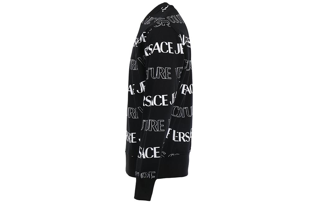 Shop VERSACE JEANS COUTURE SS24 Logo Crewneck Sweatshirt Black  Loose Fit 76GAI3R0-FS129-899