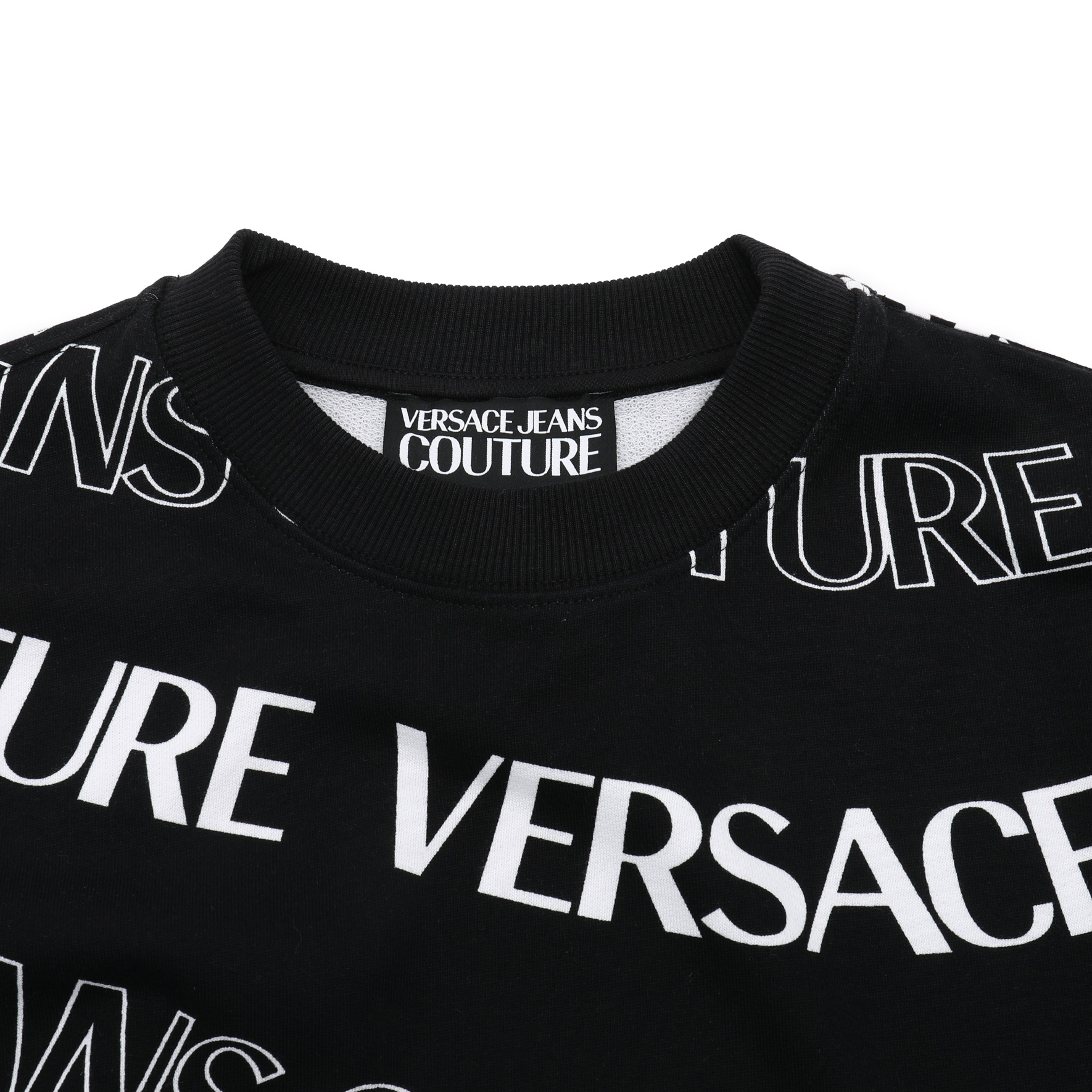 Purchase VERSACE JEANS COUTURE SS24 Logo Crewneck Sweatshirt Black  Loose Fit 76GAI3R0-FS129-899