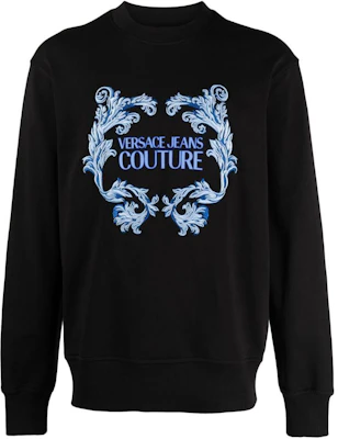 VERSACE JEANS COUTURE SS24 Logo Embroidered Loose Fit Crewneck Sweatshirt Black. 76GAIG02-CF01G-899 Order VERSACE JEANS COUTURE SS24 Logo Embroidered Loose Fit Crewneck Sweatshirt Black. 76GAIG02-CF01G-899