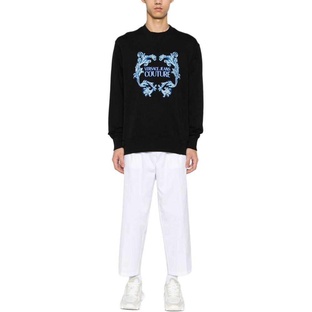 VERSACE JEANS COUTURE SS24 Logo Embroidered Loose Fit Crewneck Sweatshirt Black. 76GAIG02-CF01G-899 圖 3