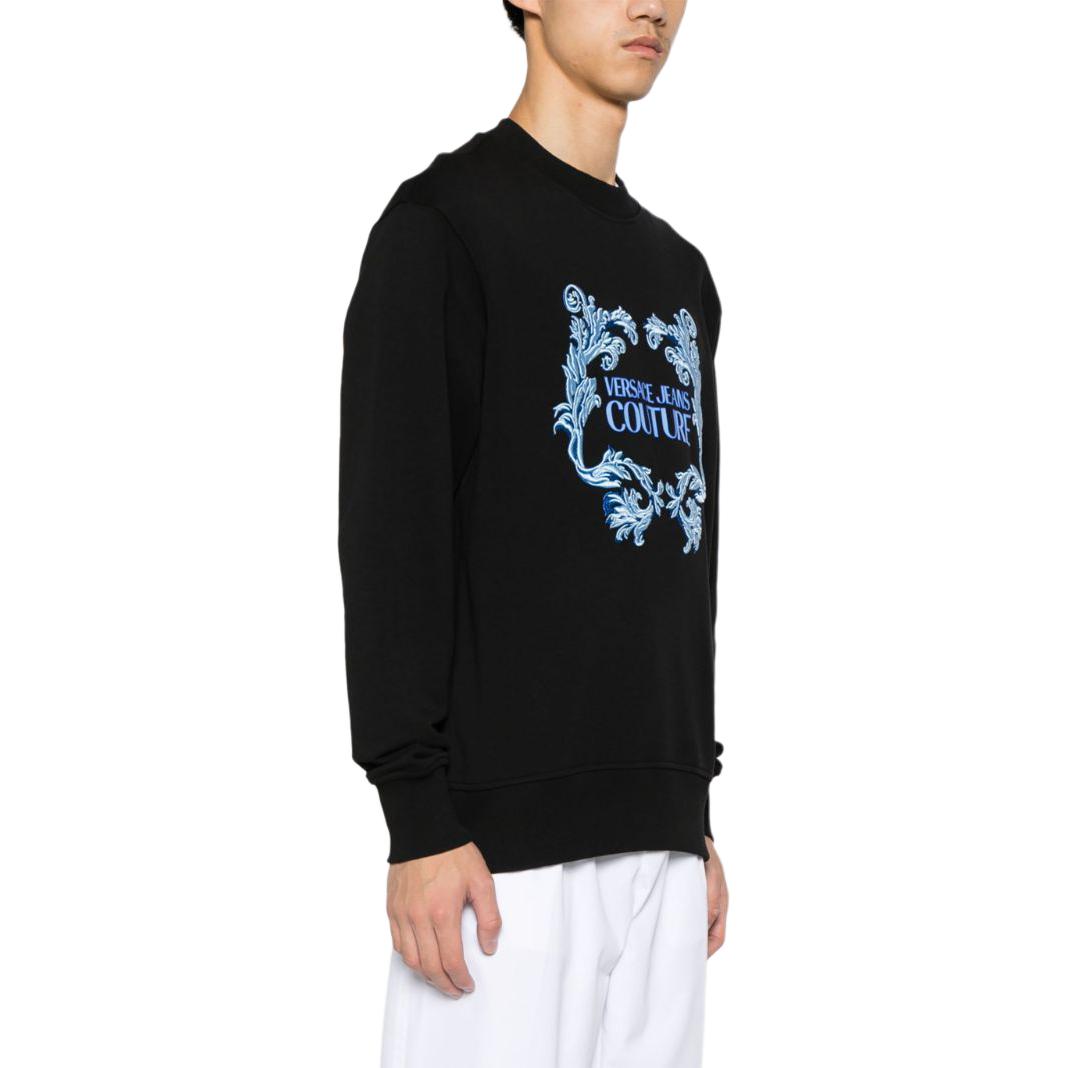 VERSACE JEANS COUTURE SS24 Logo Embroidered Loose Fit Crewneck Sweatshirt Black. 76GAIG02-CF01G-899 圖 5