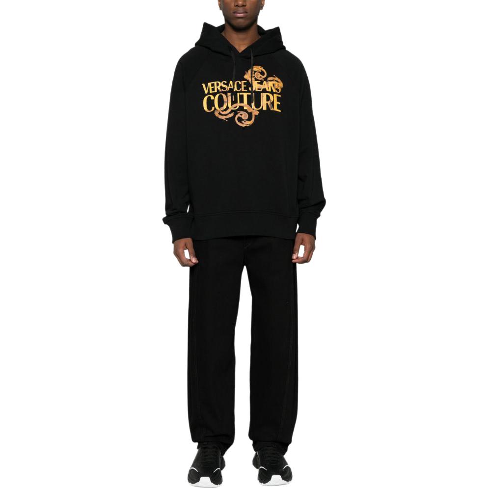 Lookbook ヴェルサーチ ジーンズ クチュール SS24 ロゴ フーディー ブラック 長袖 カジュアルウェア 76GAIG00-CF01G-G89