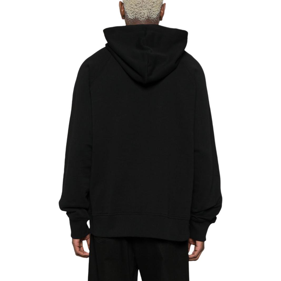 Shop ヴェルサーチ ジーンズ クチュール SS24 ロゴ フーディー ブラック 長袖 カジュアルウェア 76GAIG00-CF01G-G89