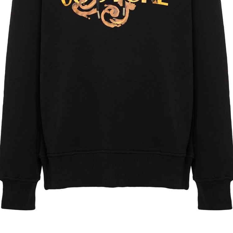 Sizing ヴェルサーチ ジーンズ クチュール SS24 ロゴ フーディー ブラック 長袖 カジュアルウェア 76GAIG00-CF01G-G89