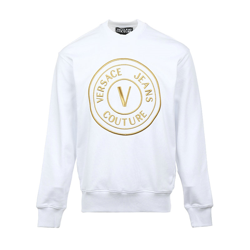 Order VERSACE JEANS COUTURE SS24 Logo Print Crewneck Sweatshirt White Mens 76GAIT04-CF01T-G03