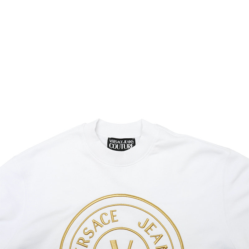 Details for VERSACE JEANS COUTURE SS24 Logo Print Crewneck Sweatshirt White Mens 76GAIT04-CF01T-G03