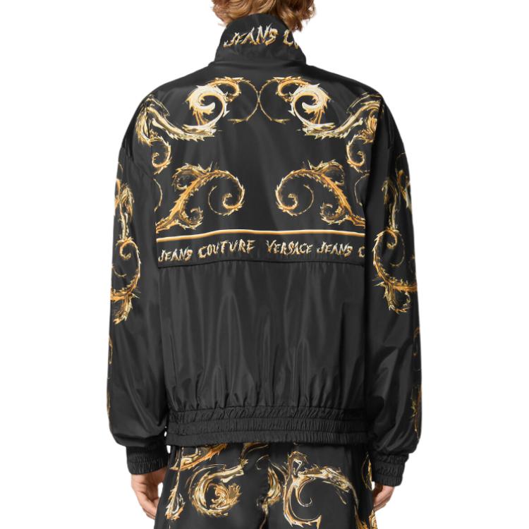 Purchase VERSACE JEANS COUTURE SS24 男士黑色高領印花防風外套。 E77GAS411-ECQD49-EG89