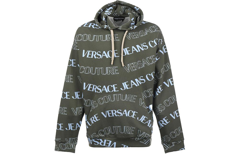 VERSACE JEANS COUTURE SS24 Logo Print Hoodie  Sweatshirt. 76GAI3L0FS129148