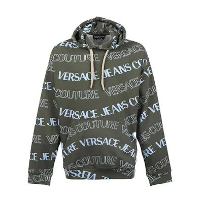 VERSACE JEANS COUTURE SS24 Logo Print Hoodie Sweatshirt. 76GAI3L0FS129148