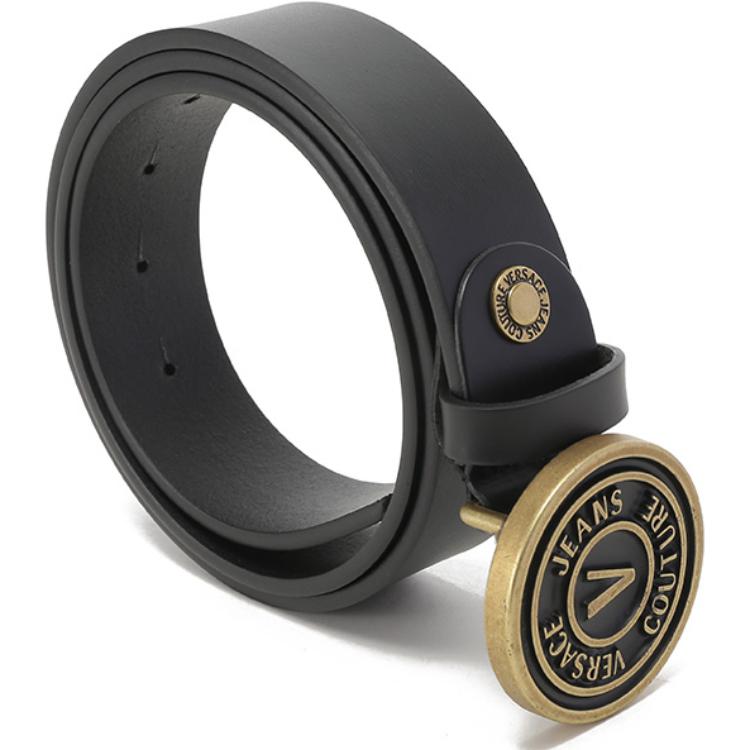 Lookbook ヴェルサーチ ジーンズ クチュール Vエンブレム 調節可能 レザーベルト 黒/金 3.5cm 75YA6F41-ZP228-PK3