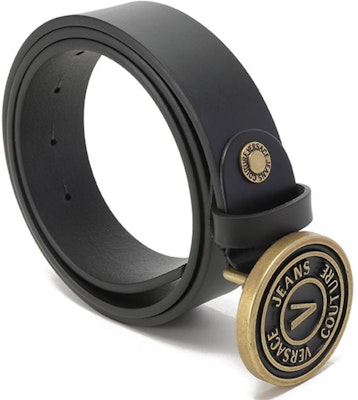 ヴェルサーチ ジーンズ クチュール Vエンブレム 調節可能 レザーベルト 黒/金 3.5cm 75YA6F41-ZP228-PK3 Lookbook ヴェルサーチ ジーンズ クチュール Vエンブレム 調節可能 レザーベルト 黒/金 3.5cm 75YA6F41-ZP228-PK3