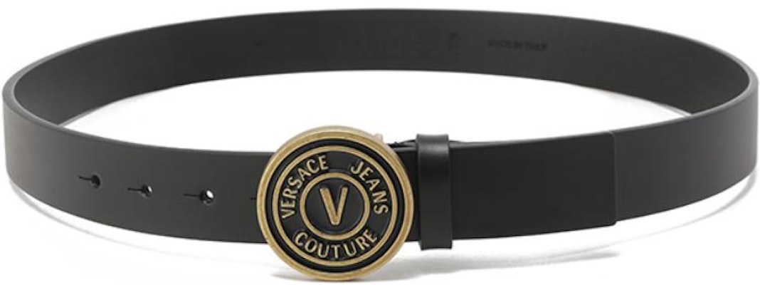 ヴェルサーチ ジーンズ クチュール Vエンブレム 調節可能 レザーベルト 黒/金 3.5cm 75YA6F41-ZP228-PK3 Shop ヴェルサーチ ジーンズ クチュール Vエンブレム 調節可能 レザーベルト 黒/金 3.5cm 75YA6F41-ZP228-PK3