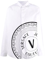 VERSACE JEANS COUTURE V-Logo Printed Loose Fit Long Sleeve Shirt White Men 71GAL2R4-CN002-003 VERSACE JEANS COUTURE V-Logo Printed Loose Fit Long Sleeve Shirt White Men 71GAL2R4-CN002-003