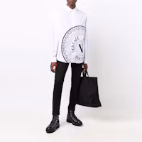 Shop VERSACE JEANS COUTURE 男款V標印花寬鬆長袖襯衫 白色 71GAL2R4-CN002-003