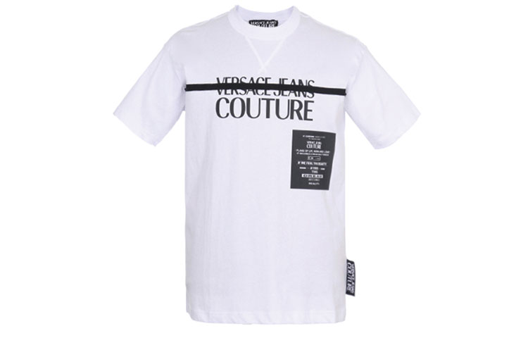 Order VERSACE JEANS COUTURE White Cotton Logo Print Crewneck T-Shirt B3GVB7TF-30319-003