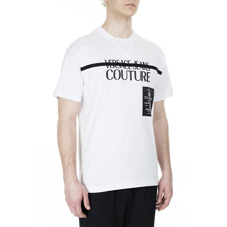 Purchase VERSACE JEANS COUTURE White Cotton Logo Print Crewneck T-Shirt B3GVB7TF-30319-003