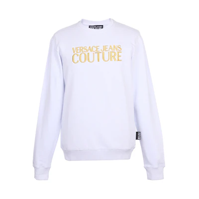VERSACE JEANS COUTURE White Embroidered Logo Long Sleeve Sweatshirt B7GUA714-36604-003