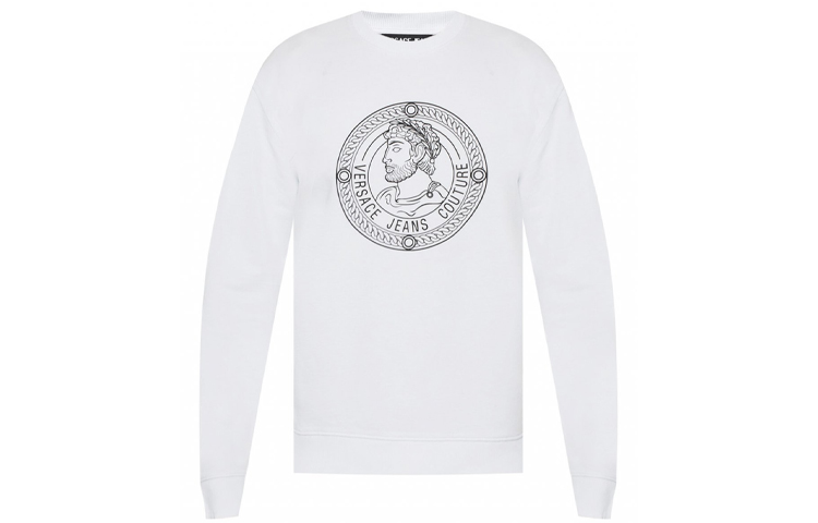 VERSACE JEANS COUTURE White Graphic Print Long Sleeve Sweatshirt B7GUA7F9-36604-003