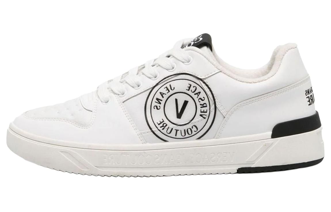 VERSACE JEANS COUTURE White Leather Low-Top Sneakers Casual Shoes 75YA3SJ1ZP356003