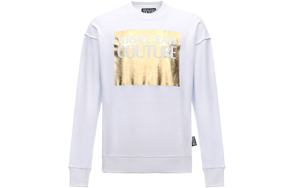 VERSACE JEANS COUTURE White Logo Graphic Crew Neck Sweatshirt B7GVA7TK-30318-K41
