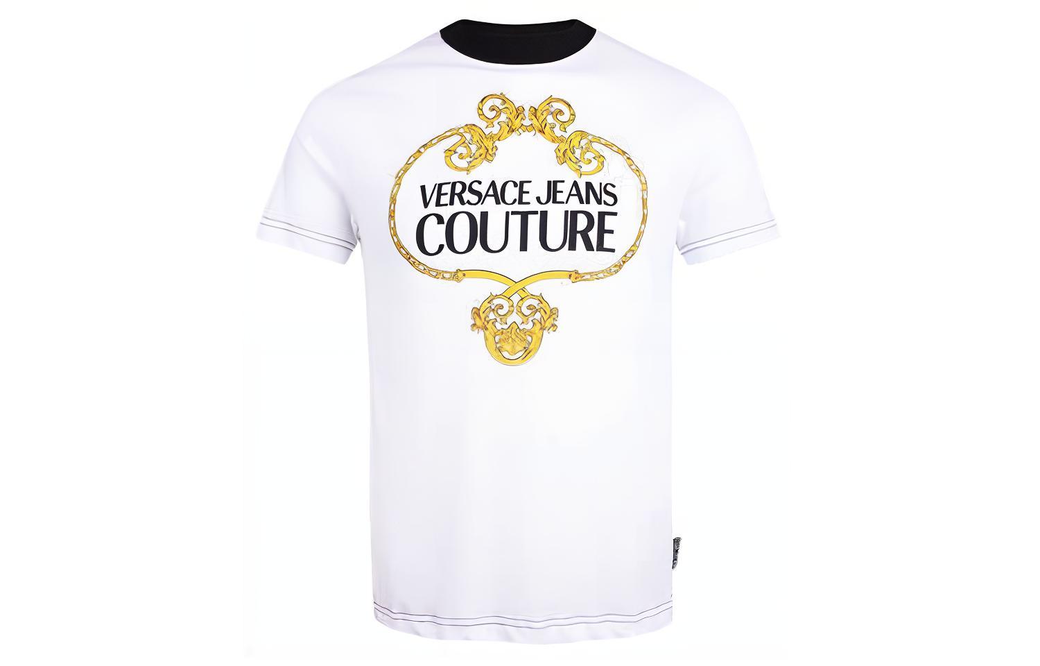 Order VERSACE JEANS COUTURE White Logo Graphic Crewneck T-Shirt B3GVA7EB-30311-K41
