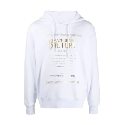 VERSACE JEANS COUTURE White Sweatshirt with Gold Logo Print B7GZA7TP-30318-K41