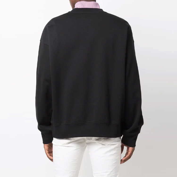 Purchase VERSACE JEANS FW21 Black Logo Print Pullover Sweatshirt 71GAIP08-CF00P-899