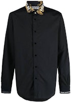 VERSACE JEANS FW22 Black Long-Sleeve Shirt with Logo Print Collar. 73GAL2-SB0850-6899 VERSACE JEANS FW22 Black Long-Sleeve Shirt with Logo Print Collar. 73GAL2-SB0850-6899