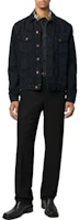 Shop VERSACE JEANS FW22 黑色長袖襯衫,印花領帶有品牌標誌。 73GAL2-SB0850-6899