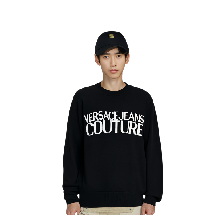 VERSACE JEANS FW23  Black Crewneck Sweatshirt with Letter Print. 75GAFM01-CM31H-A0E 圖 5