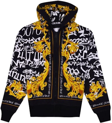 VERSACE JEANS FW23 Black Logo Print Slim Fit Hoodie. 75GAI3ZG-FS100-G89 Order VERSACE JEANS FW23 Black Logo Print Slim Fit Hoodie. 75GAI3ZG-FS100-G89