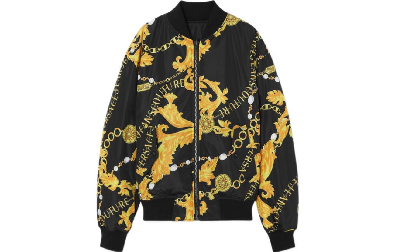 VERSACE JEANS FW23  Black Reversible Logo Print Zip-Up Bomber Jacket E75GASD04-ECQS70-EG89 圖 2