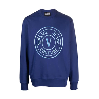 VERSACE JEANS FW23 Logo Print Crewneck Long Sleeve Sweatshirt. 75GAIT04-CF06T-238