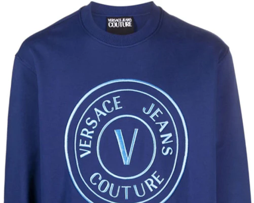 VERSACE JEANS FW23 Logo Print Crewneck Long Sleeve Sweatshirt. 75GAIT04-CF06T-238 Details for VERSACE JEANS FW23 Logo Print Crewneck Long Sleeve Sweatshirt. 75GAIT04-CF06T-238