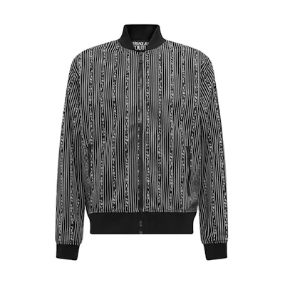 VERSACE JEANS FW23 Multi-Color Striped Logo Print Long Sleeve Jacket 75GAI300-FS112-899