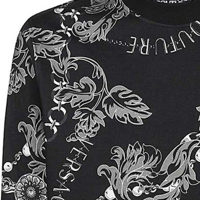 VERSACE JEANS FW23 Baroque Print Crewneck Sweatshirt Black 75GAI3R0-FS102-899 Purchase VERSACE JEANS FW23 Baroque Print Crewneck Sweatshirt Black 75GAI3R0-FS102-899