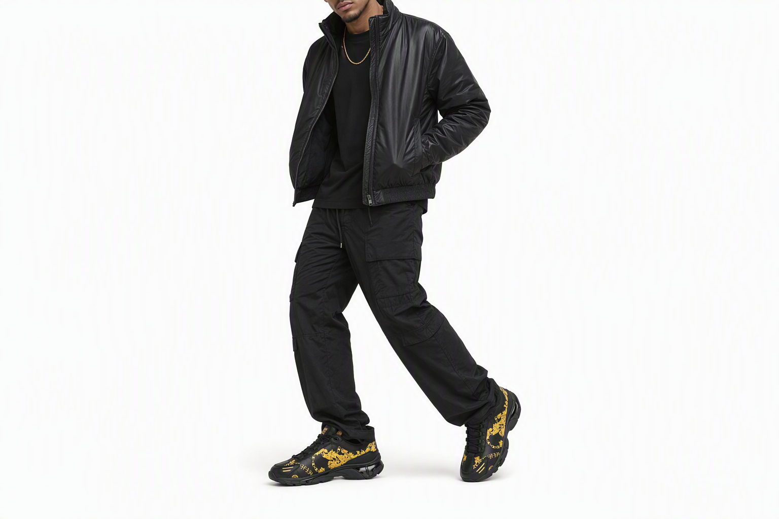 Order Versace Jeans Low-Top 'Black Leather' 75YA3SO2-ZP306_G89