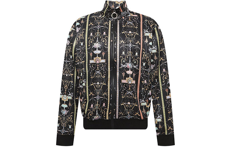VERSACE JEANS Slim Fit Floral Pattern Jacket - Black B7GWA723-S0989-899