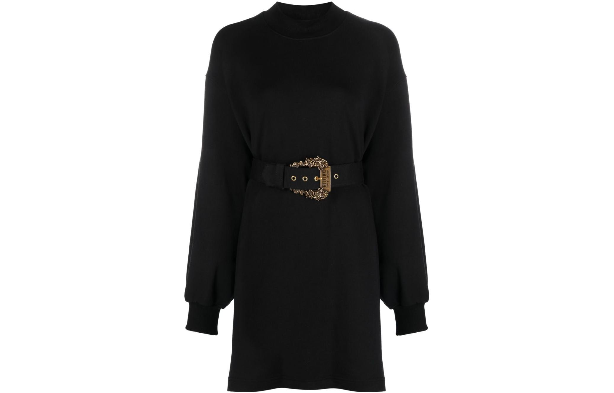 Order VERSACE JEANS 純色長袖短洋裝 黑色 75HAO971-F0010-899