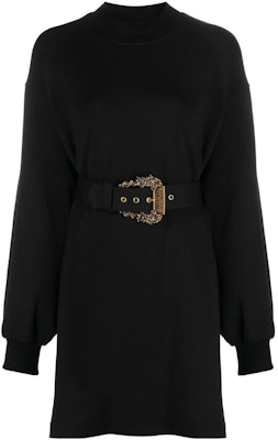 VERSACE JEANS 純色長袖短洋裝 黑色 75HAO971-F0010-899 Order VERSACE JEANS 純色長袖短洋裝 黑色 75HAO971-F0010-899