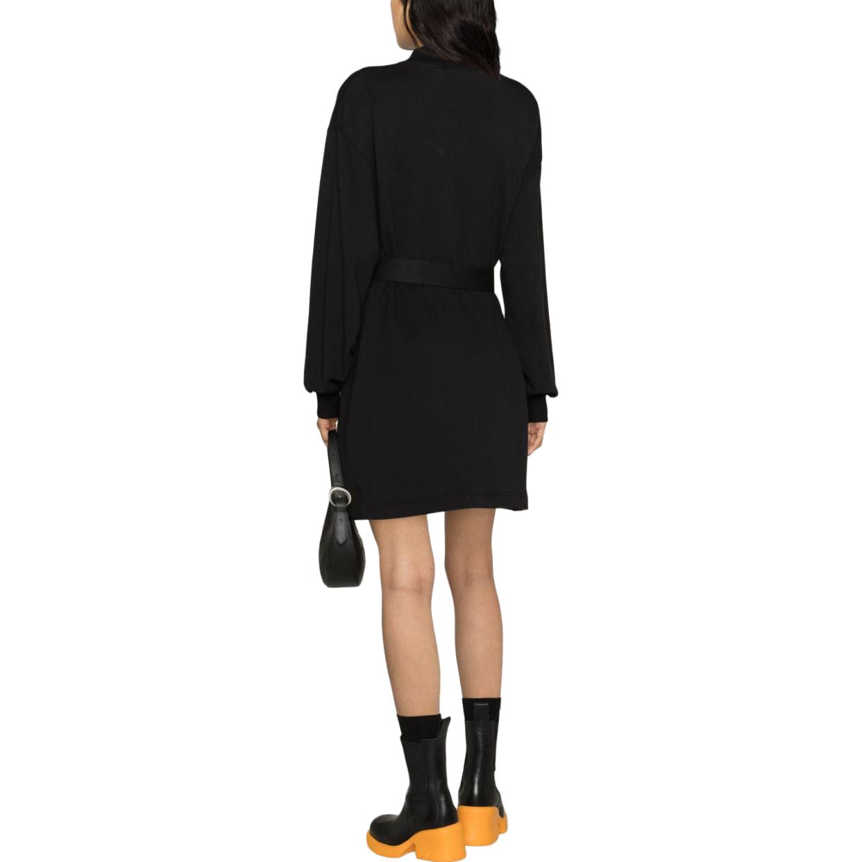 Shop VERSACE JEANS 純色長袖短洋裝 黑色 75HAO971-F0010-899