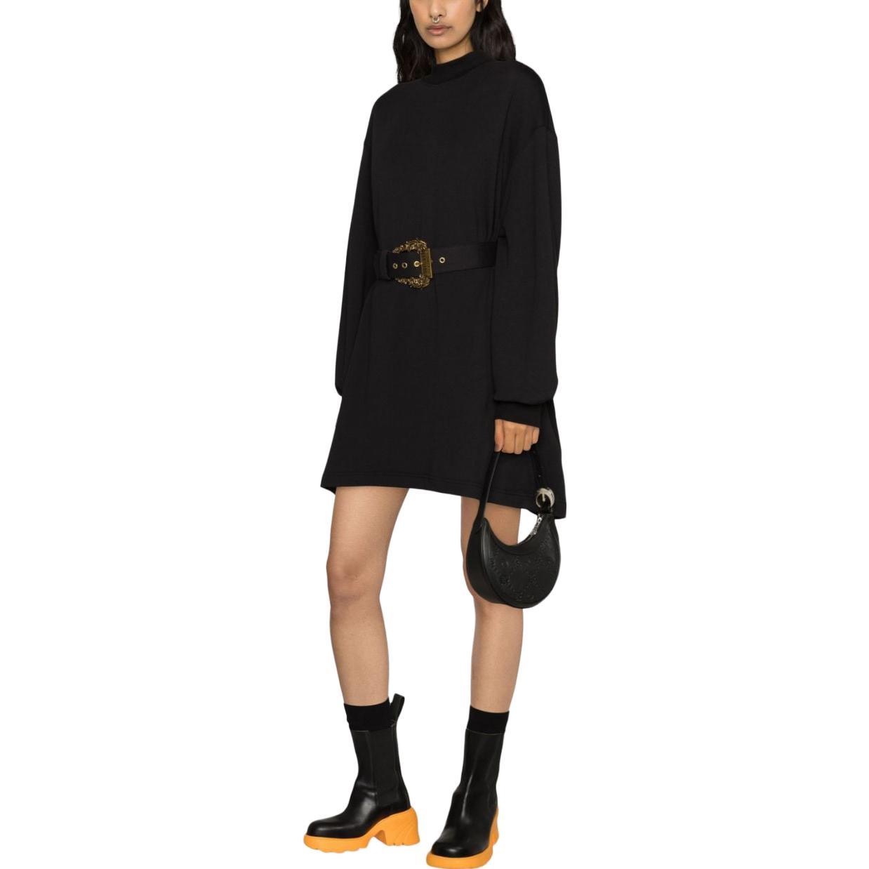 Purchase VERSACE JEANS 純色長袖短洋裝 黑色 75HAO971-F0010-899