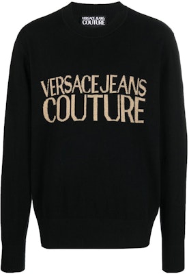 VERSACE JEANS SS23 Black Letter Logo Print Crewneck Sweater. 74GAFM01-CM06H-K42 Order VERSACE JEANS SS23 Black Letter Logo Print Crewneck Sweater. 74GAFM01-CM06H-K42