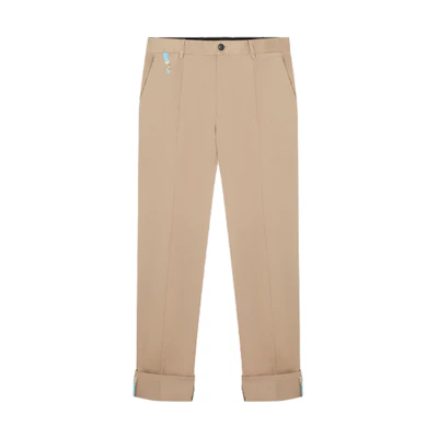 VERSACE Khaki Straight-Cut Casual Pants with Zipper A89392-A229958-A1075