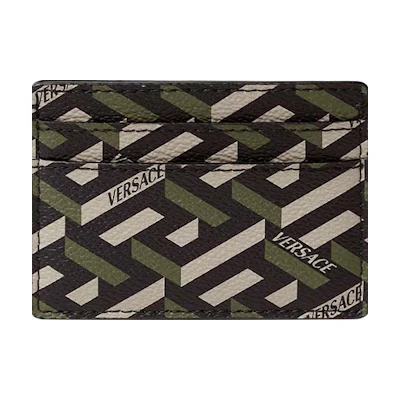 Versace La Greca Signature Card Case Black/Kakhi