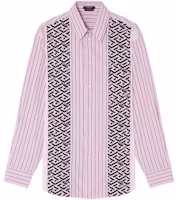 VERSACE La Greca SS22 Striped Button-Up Long-Sleeve Shirt Pink 1003933-1A02834-2P750 VERSACE La Greca SS22 Striped Button-Up Long-Sleeve Shirt Pink 1003933-1A02834-2P750