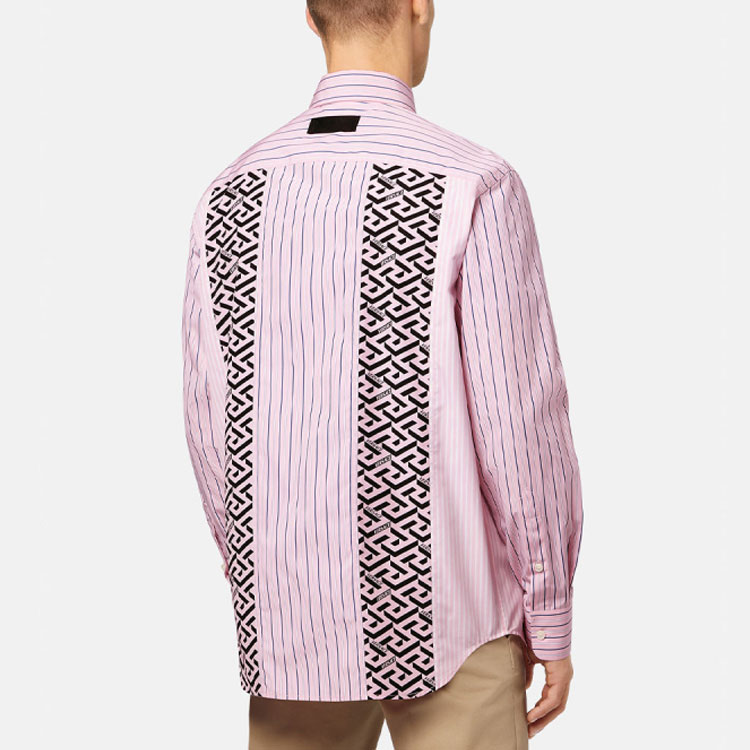 Purchase VERSACE La Greca SS22 Baju Lengan Panjang Berjalur Merah Jambu 1003933-1A02834-2P750