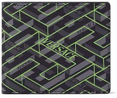 Versace La Greca Wallet (6 Card Slots) Black/Grey/Green Versace La Greca Wallet (6 Card Slots) Black/Grey/Green