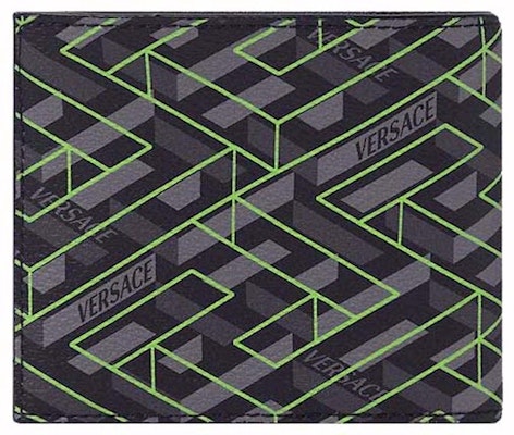 Versace La Greca Wallet (6 Card Slots) Black/Grey/Green Order Versace La Greca Wallet (6 Card Slots) Black/Grey/Green