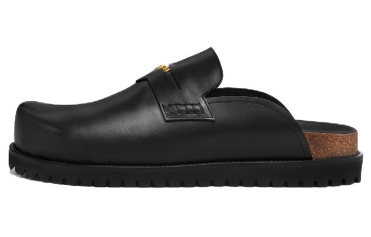 Versace La Medusa 'Black Leather Slides'